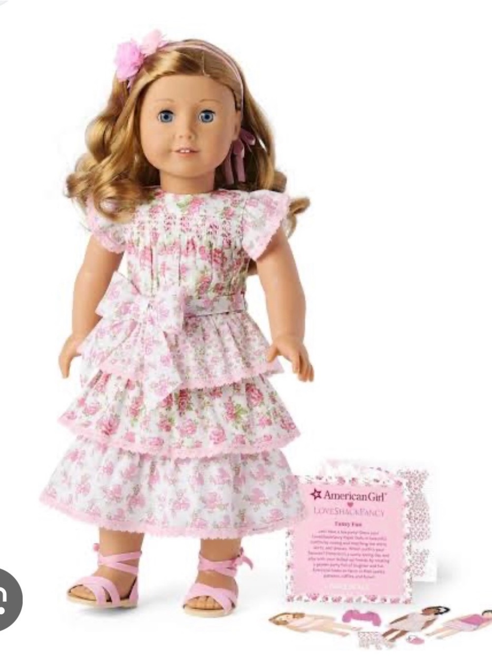 American Girl Doll and LoveShackFancy Girls Pink Floral Tiered Dress 4T - Picture 2 of 11